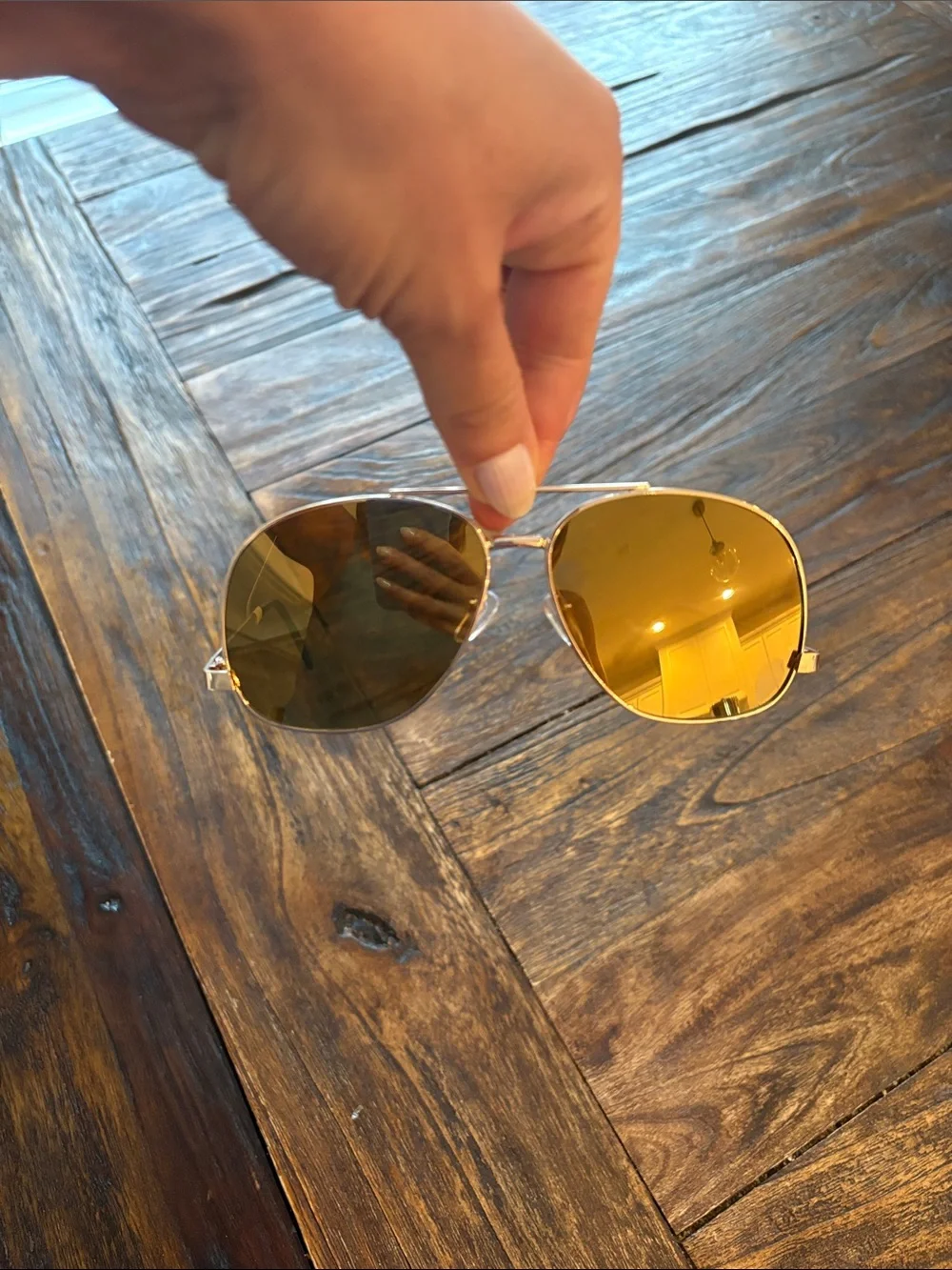 Anthropologie Gold Frame Sunglasses with Yellow-Orange Lenses